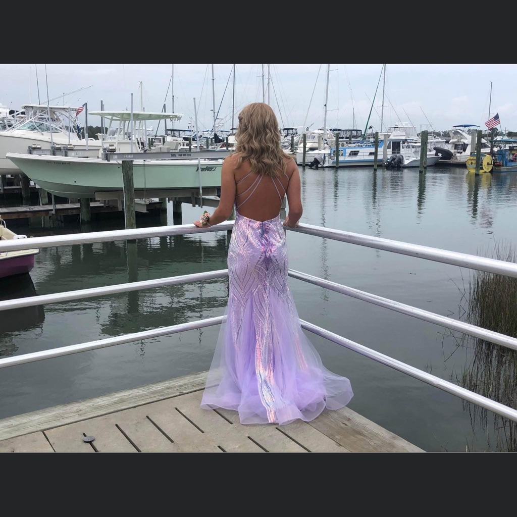 Purple Sequined Prom Dress